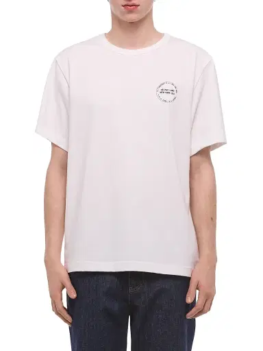Helmut Lang Men's Stamp Collage Cotton T-Shirt - Optic White - Size XL | Thumbnail 1 Helmut Lang Men's Stamp Collage Cotton T-Shirt - Optic White - Size XL | Thumbnail 1