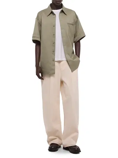 Helmut Lang Men's Loop Tape Cotton Shirt - Vetiver | Thumbnail 2 Helmut Lang Men's Loop Tape Cotton Shirt - Vetiver | Thumbnail 2