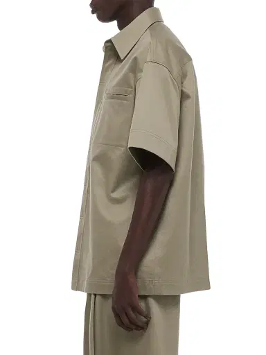 Helmut Lang Men's Loop Tape Cotton Shirt - Vetiver | Thumbnail 4 Helmut Lang Men's Loop Tape Cotton Shirt - Vetiver | Thumbnail 4