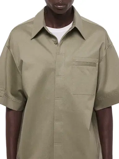 Helmut Lang Men's Loop Tape Cotton Shirt - Vetiver | Thumbnail 6 Helmut Lang Men's Loop Tape Cotton Shirt - Vetiver | Thumbnail 6