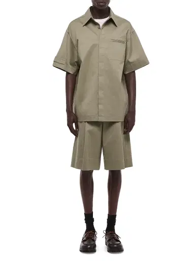 Helmut Lang Men's Loop Tape Cotton Shirt - Vetiver | Thumbnail 7 Helmut Lang Men's Loop Tape Cotton Shirt - Vetiver | Thumbnail 7
