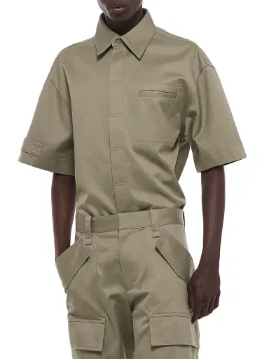 Helmut Lang Men's Loop Tape Cotton Shirt - Vetiver | Thumbnail 8 Helmut Lang Men's Loop Tape Cotton Shirt - Vetiver | Thumbnail 8