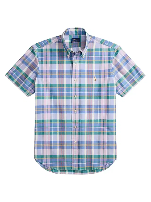 Polo Ralph Lauren Men's Plaid Stretch-Cotton Oxford Shirt - White Jewel Blue Multi