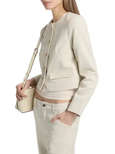 LAMARQUE Women's Francina Cotton-Linen Tailored Jacket - Natural - Size XL | Thumbnail 4