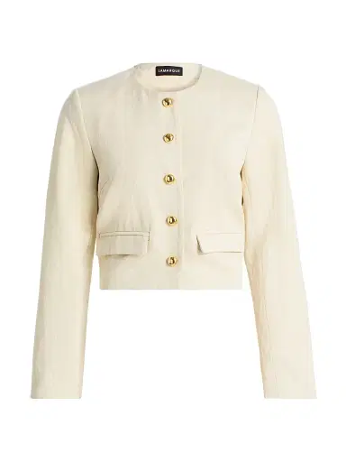 LAMARQUE Women's Francina Cotton-Linen Tailored Jacket - Natural - Size XL | Thumbnail 1