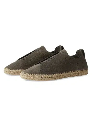 Zegna Men's Suede Triple Stitch Espadrilles Sneakers - Grey - Size 6 | Thumbnail 2 Zegna Men's Suede Triple Stitch Espadrilles Sneakers - Grey - Size 6 | Thumbnail 2