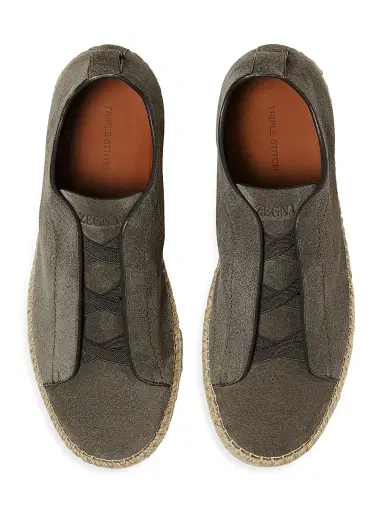 Zegna Men's Suede Triple Stitch Espadrilles Sneakers - Grey - Size 6 | Thumbnail 3 Zegna Men's Suede Triple Stitch Espadrilles Sneakers - Grey - Size 6 | Thumbnail 3
