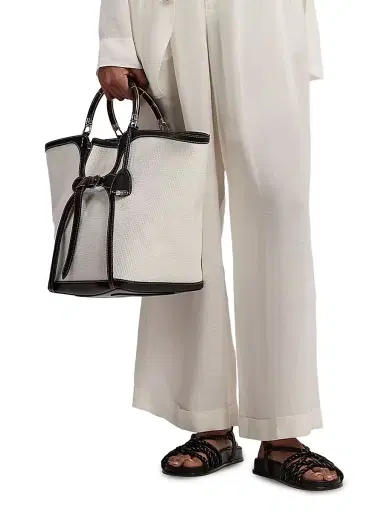 Ralph Lauren Collection Women's The Ralph Large Tote Bag - Cream Black | Thumbnail 4