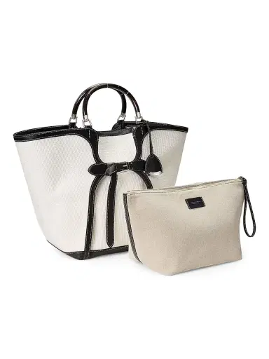 Ralph Lauren Collection Women's The Ralph Large Tote Bag - Cream Black | Thumbnail 7