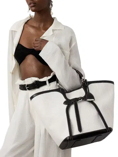 Ralph Lauren Collection Women's The Ralph Large Tote Bag - Cream Black | Thumbnail 1