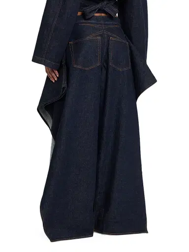 Alaïa Women's Flap Ruffled Wide-Leg Jeans | Thumbnail 4