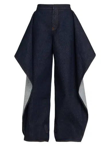 Alaïa Women's Flap Ruffled Wide-Leg Jeans | Thumbnail 1
