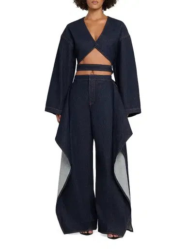 Alaïa Women's Denim Wrap Jacket - Bleu Brut | Thumbnail 2