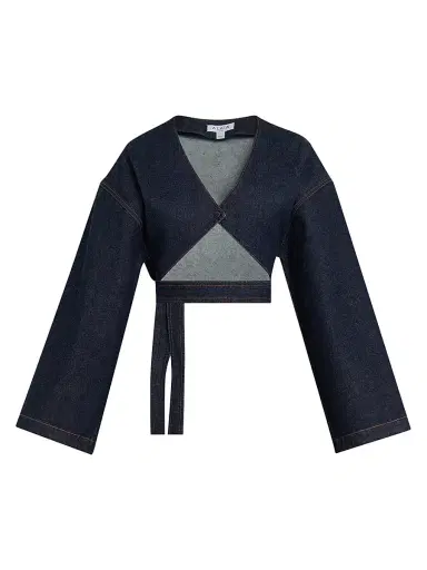 Alaïa Women's Denim Wrap Jacket - Bleu Brut | Thumbnail 1