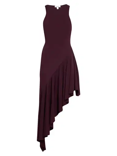 Alaïa Women's Asymmetric Ruffled Jersey Sleeveless Midi-Dress | Thumbnail 1 Alaïa Women's Asymmetric Ruffled Jersey Sleeveless Midi-Dress | Thumbnail 1