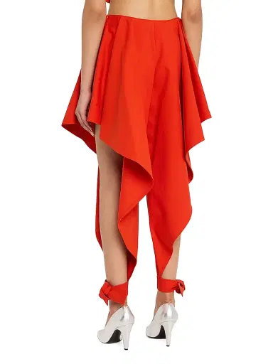 Alaïa Women's Paneled Ruffled Ankle-Tie Cotton Gabardine Pants | Thumbnail 4 Alaïa Women's Paneled Ruffled Ankle-Tie Cotton Gabardine Pants | Thumbnail 4