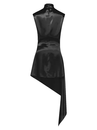 Alaïa Women's Pointed Satin Minidress - Noir - Size 8 | Thumbnail 2