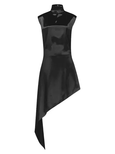 Alaïa Women's Pointed Satin Minidress - Noir - Size 8 | Thumbnail 1