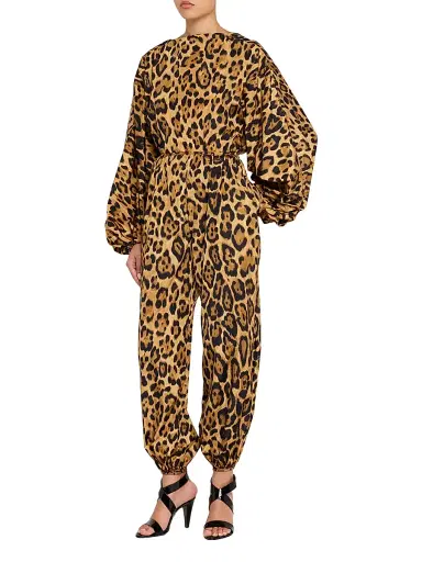 Alaïa Women's Backless Cheetah-Print Balloon-Sleeve Bodysuit - Noir Caramel - Size 10 | Thumbnail 2