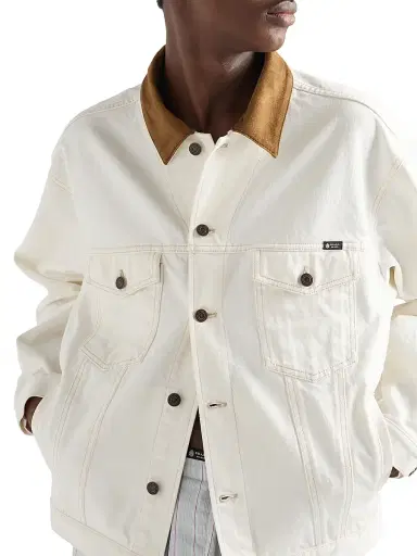 Prada Men's Old Denim Jacket with Leather Details - White - Size Medium | Thumbnail 3 Prada Men's Old Denim Jacket with Leather Details - White - Size Medium | Thumbnail 3