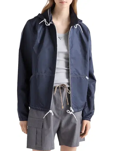 Prada Women's Lightweight Nylon Blouson Jacket - Blue - Size 10 | Thumbnail 3