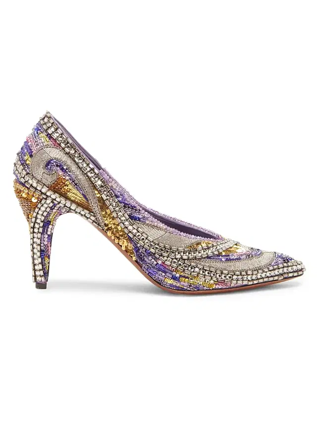 Versace Women's 90MM Embellished Point-Toe Pumps - Purple