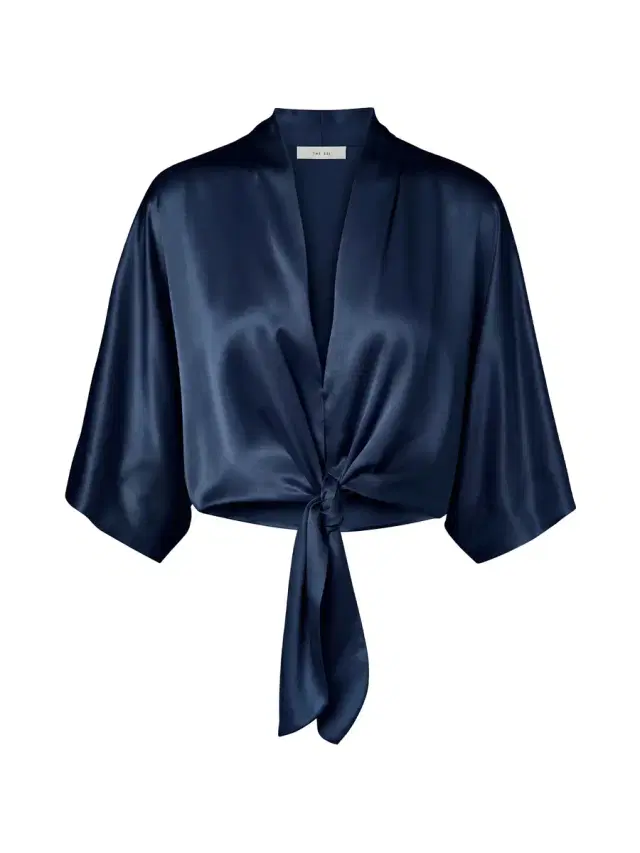 THE SEI Dolman Tie-Front Silk Blouse