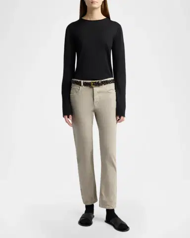 Neiman Marcus Riaco Straight-Leg Cotton Jeans | Thumbnail 2 Neiman Marcus Riaco Straight-Leg Cotton Jeans | Thumbnail 2