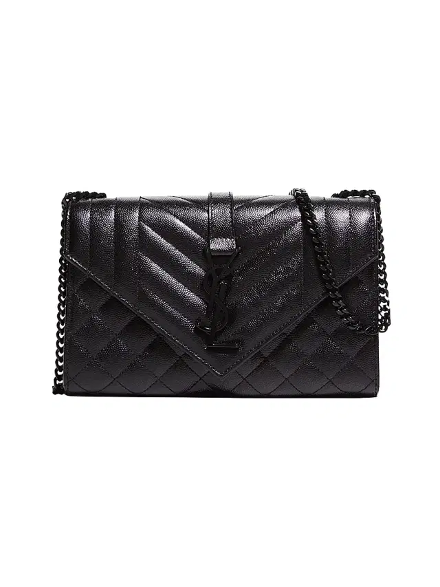 Women's Envelope Triquilt  Matelassé Leather Shoulder Bag - Nero