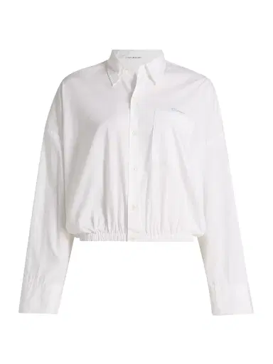 Mother Women's The Scrunchie Frenchie Bubble-Hem Cotton Shirt - White - Size XL | Thumbnail 1