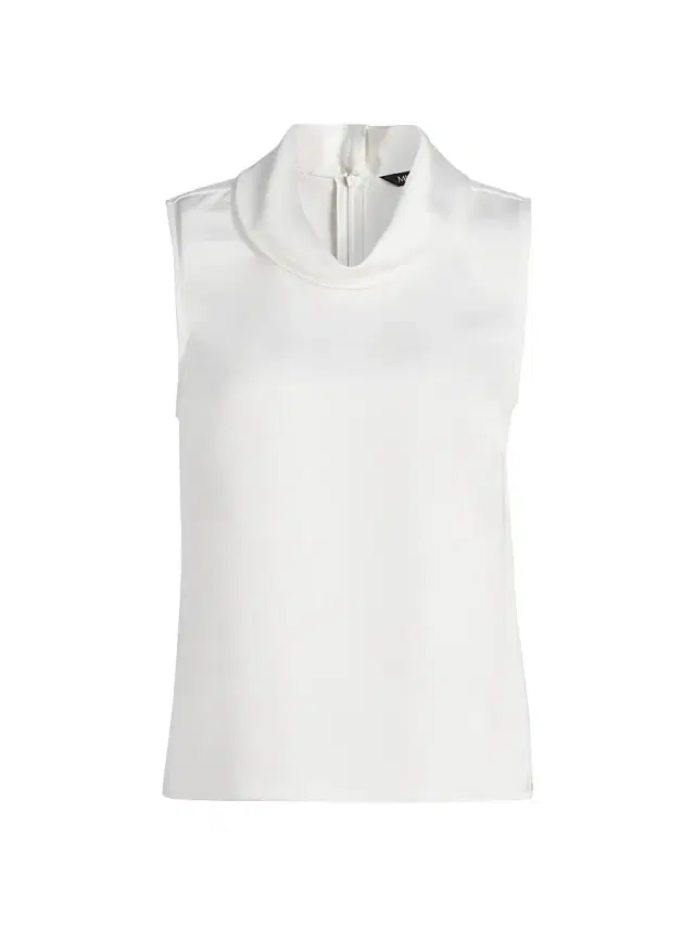 Misook Women's Pearlescence Crepe Cowlneck Blouse - White
