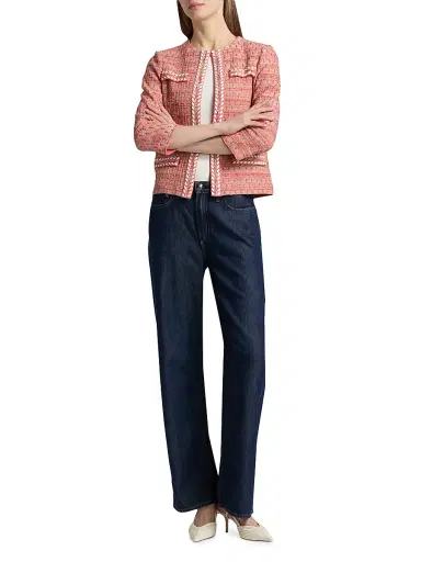Misook Women's Heritage Whipstitch-Trim Jacket - Cherry Ember Biscotti Black - Size XXL | Thumbnail 2