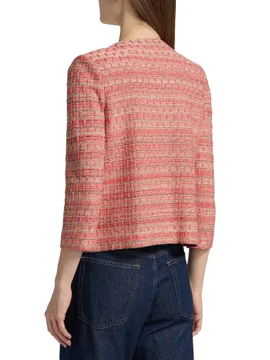 Misook Women's Heritage Whipstitch-Trim Jacket - Cherry Ember Biscotti Black - Size XXL | Thumbnail 5