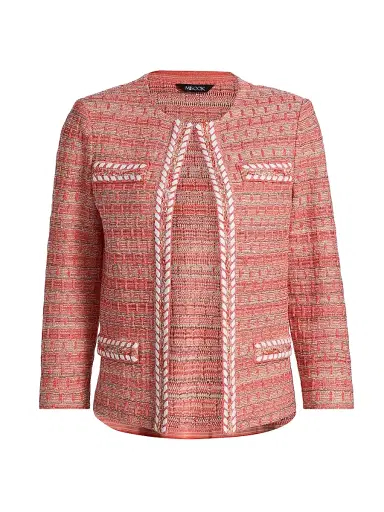 Misook Women's Heritage Whipstitch-Trim Jacket - Cherry Ember Biscotti Black - Size XXL | Thumbnail 1