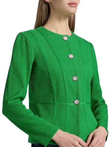 Misook Women's Silvertone-Button Rib-Knit Jacket - Clover Field - Size XXL | Thumbnail 6 Misook Women's Silvertone-Button Rib-Knit Jacket - Clover Field - Size XXL | Thumbnail 6