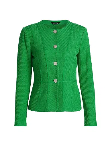 Misook Women's Silvertone-Button Rib-Knit Jacket - Clover Field - Size XXL | Thumbnail 1 Misook Women's Silvertone-Button Rib-Knit Jacket - Clover Field - Size XXL | Thumbnail 1
