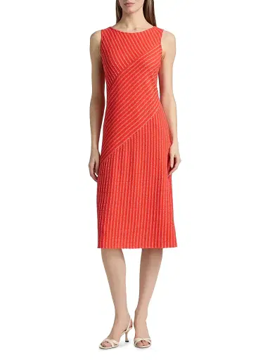 Misook Women's Striped A-Line Midi-Dress | Thumbnail 3 Misook Women's Striped A-Line Midi-Dress | Thumbnail 3