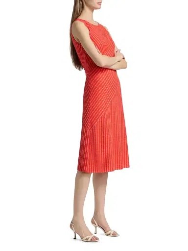 Misook Women's Striped A-Line Midi-Dress | Thumbnail 4 Misook Women's Striped A-Line Midi-Dress | Thumbnail 4