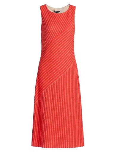 Misook Women's Striped A-Line Midi-Dress - Cherry Ember Biscotti - Size XXL | Thumbnail 1 Misook Women's Striped A-Line Midi-Dress - Cherry Ember Biscotti - Size XXL | Thumbnail 1