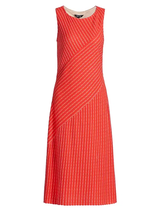 Misook Women's Striped A-Line Midi-Dress - Cherry Ember Biscotti