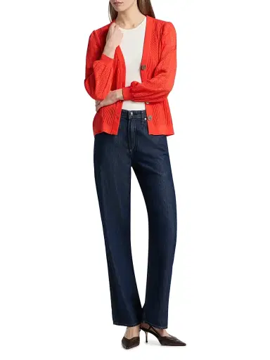 Misook Women's Pointelle-Knit Cardigan - Cherry Ember - Size XXL | Thumbnail 2 Misook Women's Pointelle-Knit Cardigan - Cherry Ember - Size XXL | Thumbnail 2