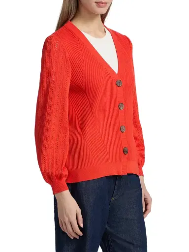 Misook Women's Pointelle-Knit Cardigan - Cherry Ember - Size XXL | Thumbnail 4 Misook Women's Pointelle-Knit Cardigan - Cherry Ember - Size XXL | Thumbnail 4