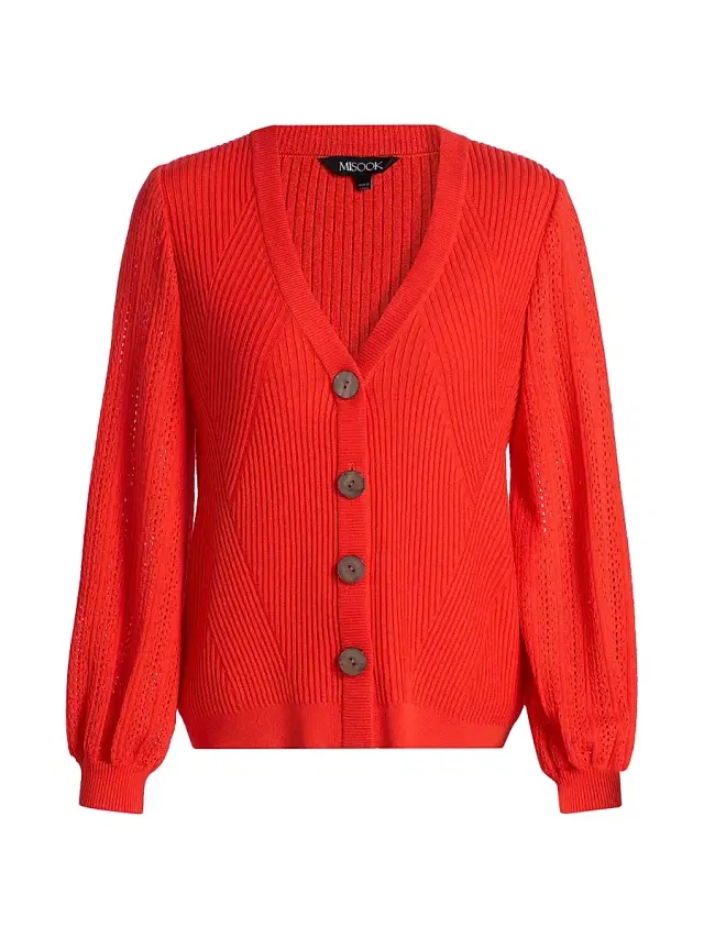 Women's Pointelle-Knit Cardigan - Cherry Ember