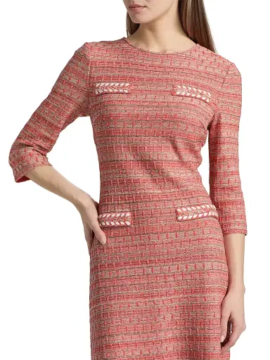 Misook Women's Whipstitch Tweed A-Line Minidress | Thumbnail 6 Misook Women's Whipstitch Tweed A-Line Minidress | Thumbnail 6