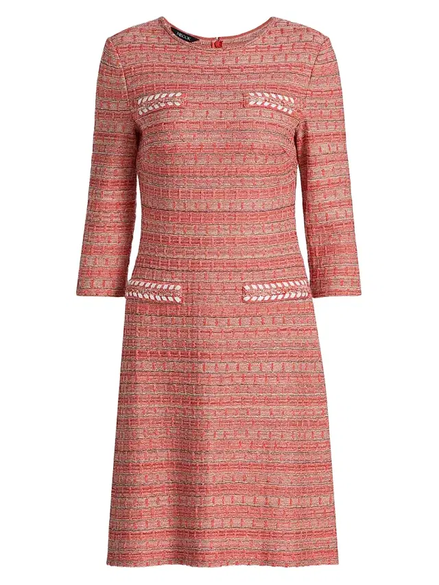 Women's Whipstitch Tweed A-Line Minidress - Cherry Ember Biscotti Black