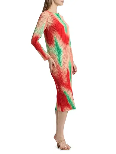 Misook Women's Micro-Pleated Printed Crepe Midi-Dress | Thumbnail 4