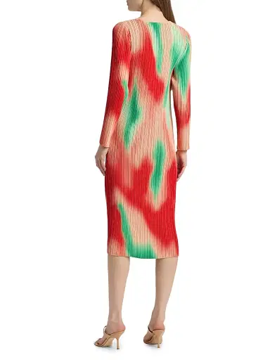 Misook Women's Micro-Pleated Printed Crepe Midi-Dress | Thumbnail 5