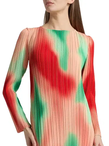 Misook Women's Micro-Pleated Printed Crepe Midi-Dress | Thumbnail 6