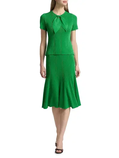 Misook Women's Faux-Tie Rib-Knit Top | Thumbnail 2
