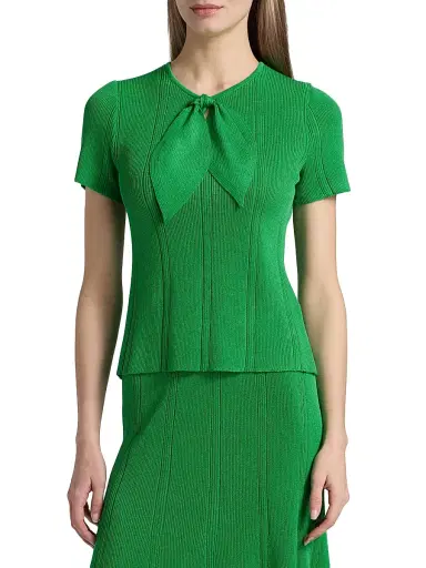 Misook Women's Faux-Tie Rib-Knit Top | Thumbnail 3
